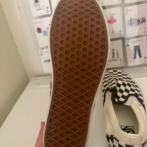 Lightly worn Vans Checkered Print Slip on Platform - Picture 3 of 5